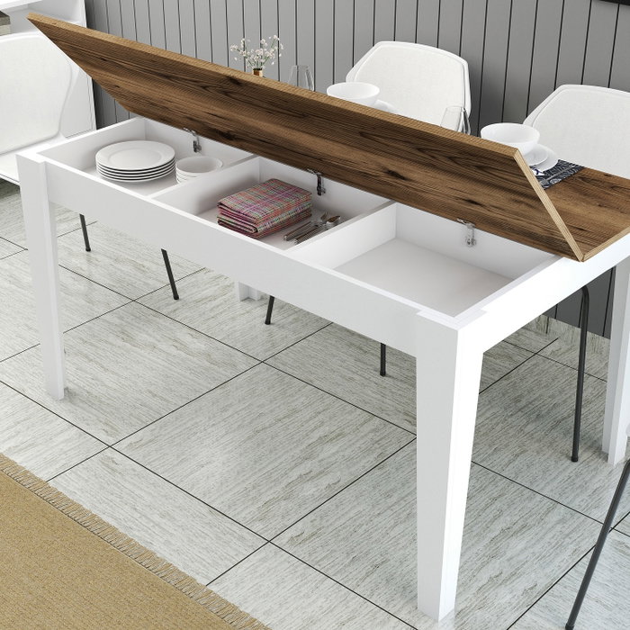 Hanah Home Milan 520 Mesa de Comedor Nogal y Blanco